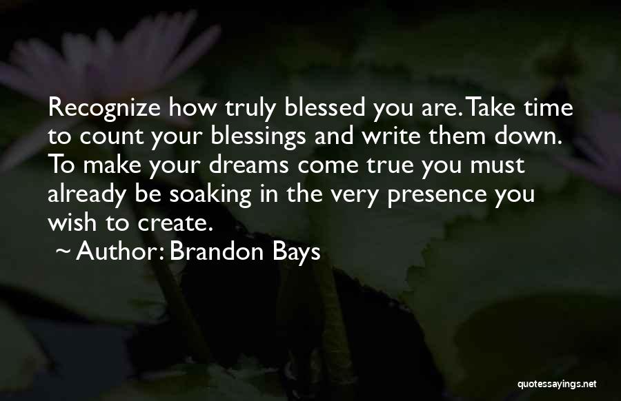 Brandon Bays Quotes: Recognize How Truly Blessed You Are. Take Time To Count Your Blessings And Write Them Down. To Make Your Dreams