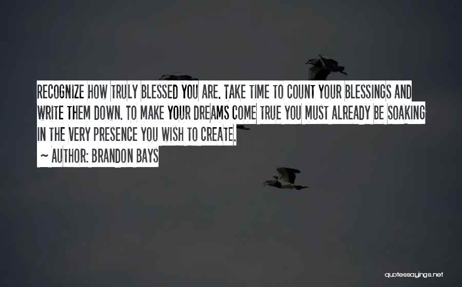 Brandon Bays Quotes: Recognize How Truly Blessed You Are. Take Time To Count Your Blessings And Write Them Down. To Make Your Dreams