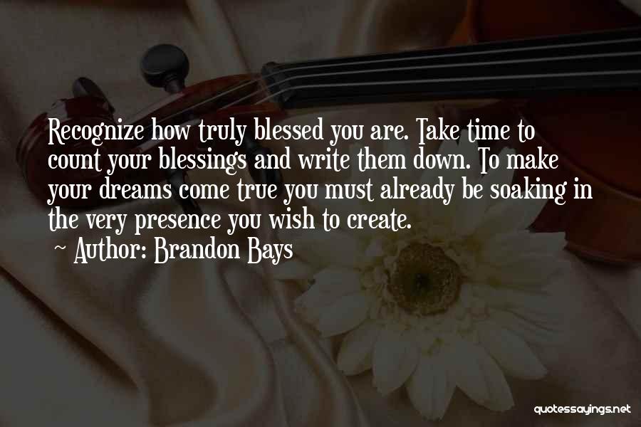 Brandon Bays Quotes: Recognize How Truly Blessed You Are. Take Time To Count Your Blessings And Write Them Down. To Make Your Dreams