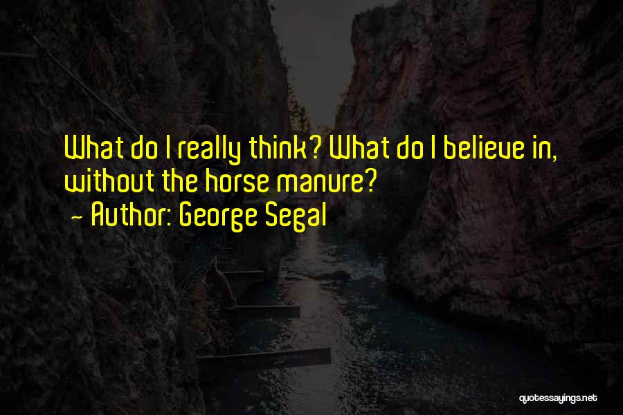 George Segal Quotes: What Do I Really Think? What Do I Believe In, Without The Horse Manure?