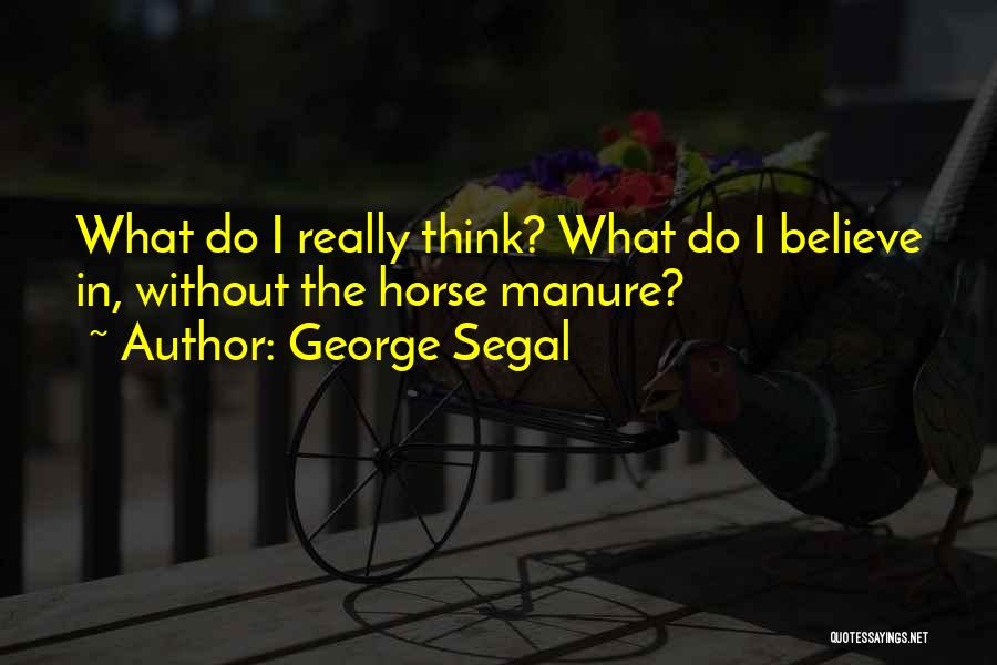 George Segal Quotes: What Do I Really Think? What Do I Believe In, Without The Horse Manure?