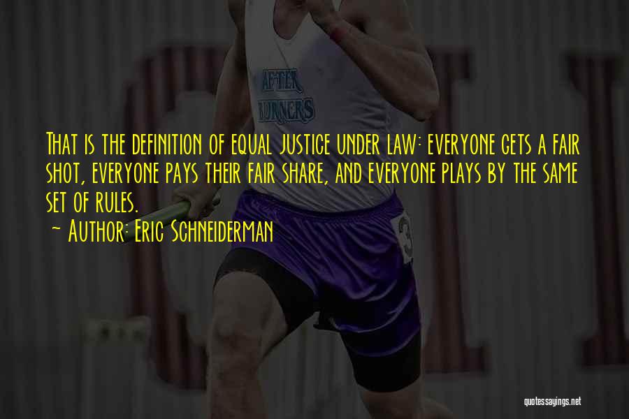 Eric Schneiderman Quotes: That Is The Definition Of Equal Justice Under Law: Everyone Gets A Fair Shot, Everyone Pays Their Fair Share, And