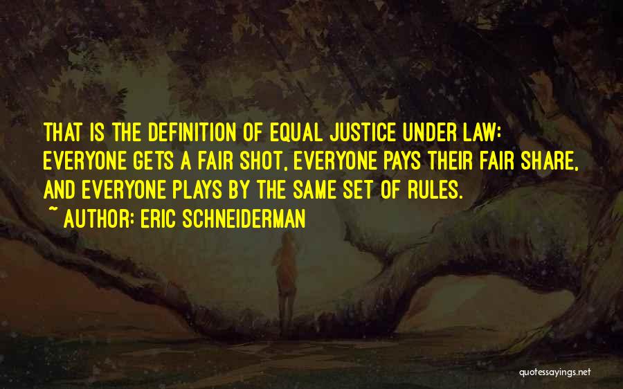 Eric Schneiderman Quotes: That Is The Definition Of Equal Justice Under Law: Everyone Gets A Fair Shot, Everyone Pays Their Fair Share, And