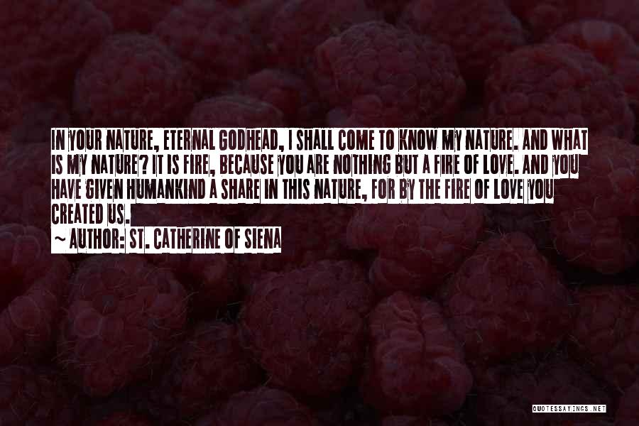 St. Catherine Of Siena Quotes: In Your Nature, Eternal Godhead, I Shall Come To Know My Nature. And What Is My Nature? It Is Fire,