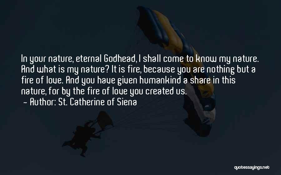 St. Catherine Of Siena Quotes: In Your Nature, Eternal Godhead, I Shall Come To Know My Nature. And What Is My Nature? It Is Fire,