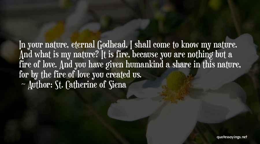 St. Catherine Of Siena Quotes: In Your Nature, Eternal Godhead, I Shall Come To Know My Nature. And What Is My Nature? It Is Fire,