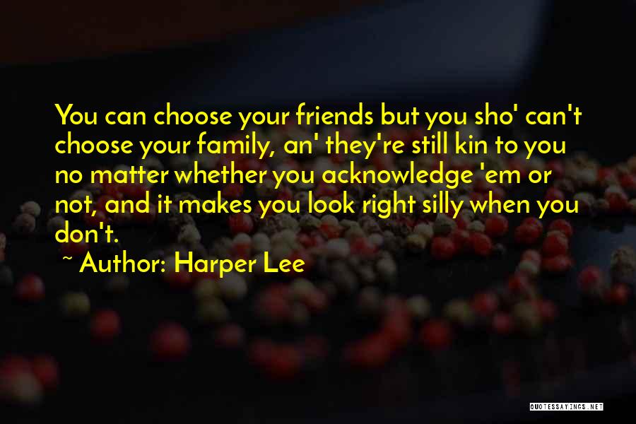 Harper Lee Quotes: You Can Choose Your Friends But You Sho' Can't Choose Your Family, An' They're Still Kin To You No Matter