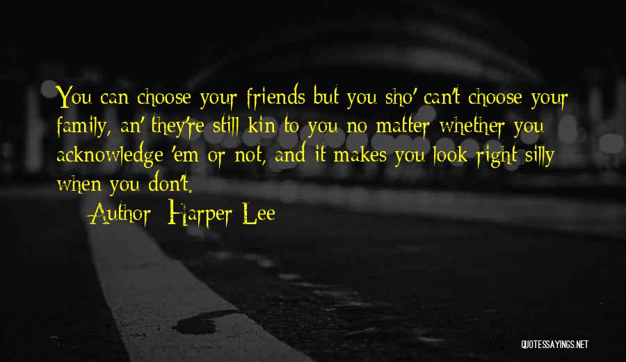 Harper Lee Quotes: You Can Choose Your Friends But You Sho' Can't Choose Your Family, An' They're Still Kin To You No Matter