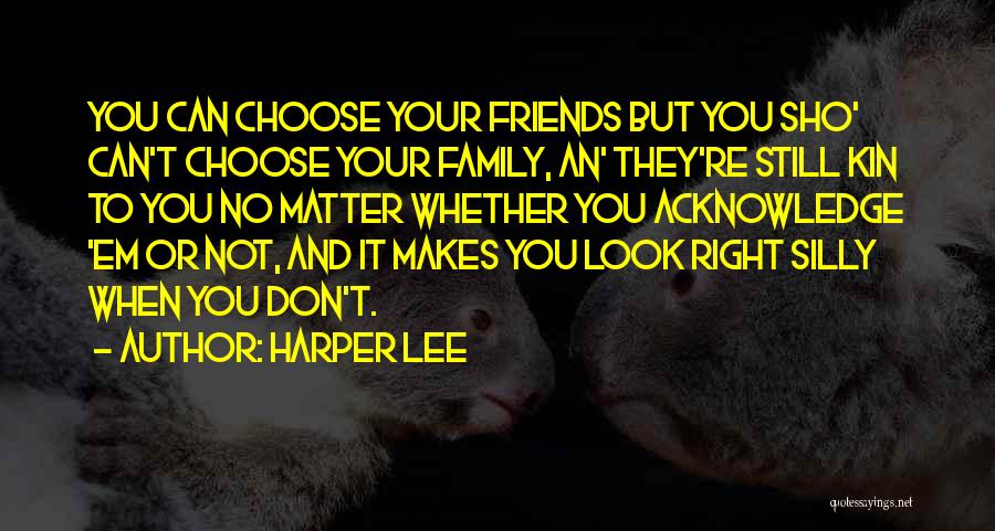 Harper Lee Quotes: You Can Choose Your Friends But You Sho' Can't Choose Your Family, An' They're Still Kin To You No Matter