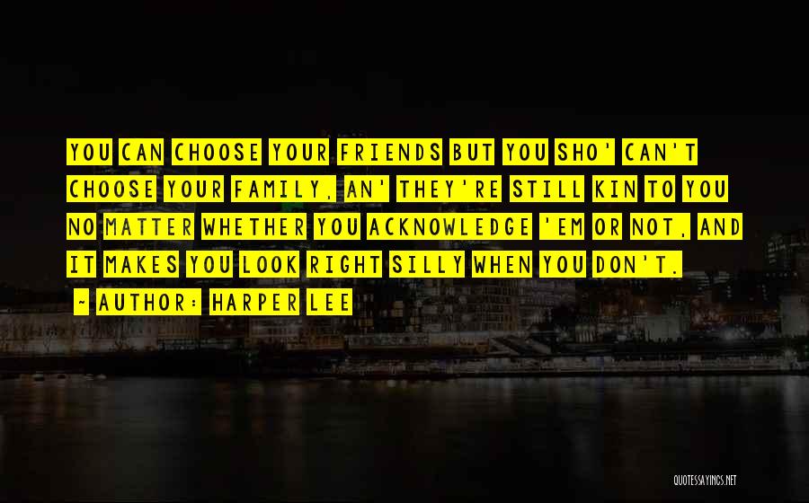 Harper Lee Quotes: You Can Choose Your Friends But You Sho' Can't Choose Your Family, An' They're Still Kin To You No Matter