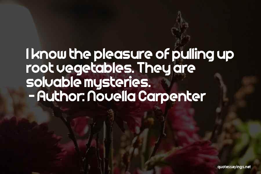 Novella Carpenter Quotes: I Know The Pleasure Of Pulling Up Root Vegetables. They Are Solvable Mysteries.