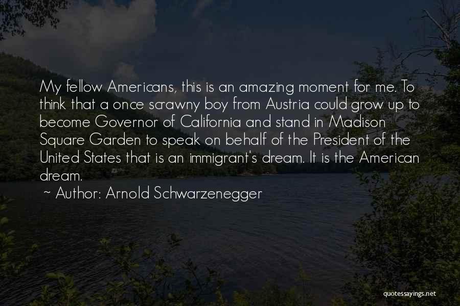 Arnold Schwarzenegger Quotes: My Fellow Americans, This Is An Amazing Moment For Me. To Think That A Once Scrawny Boy From Austria Could