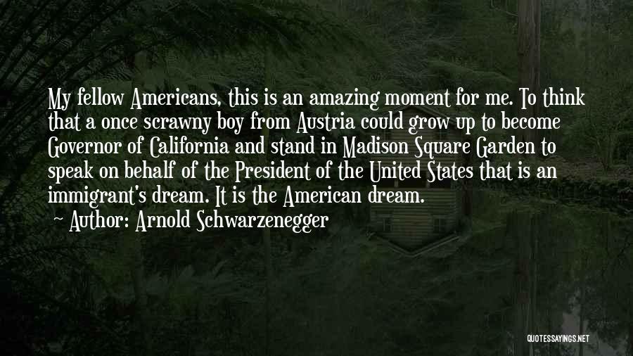 Arnold Schwarzenegger Quotes: My Fellow Americans, This Is An Amazing Moment For Me. To Think That A Once Scrawny Boy From Austria Could