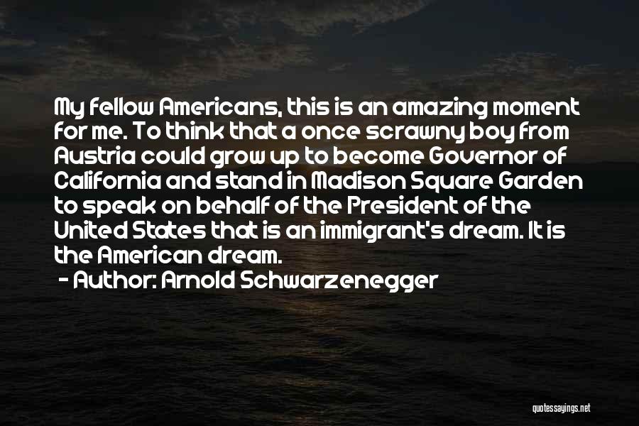 Arnold Schwarzenegger Quotes: My Fellow Americans, This Is An Amazing Moment For Me. To Think That A Once Scrawny Boy From Austria Could