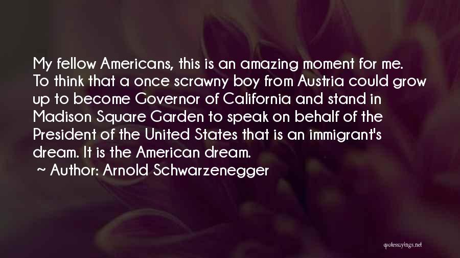 Arnold Schwarzenegger Quotes: My Fellow Americans, This Is An Amazing Moment For Me. To Think That A Once Scrawny Boy From Austria Could