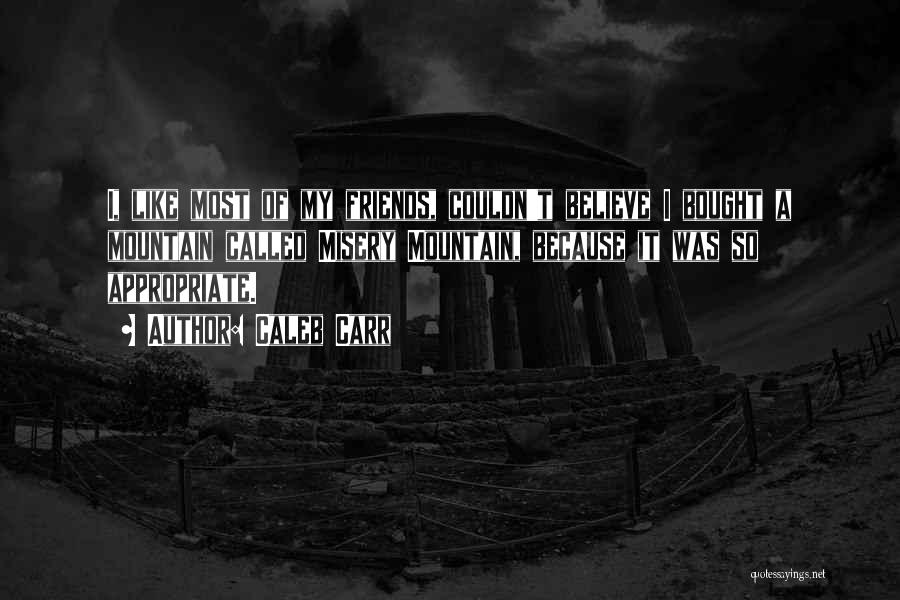 Caleb Carr Quotes: I, Like Most Of My Friends, Couldn't Believe I Bought A Mountain Called Misery Mountain, Because It Was So Appropriate.