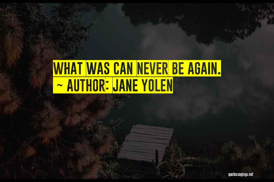 Jane Yolen Quotes: What Was Can Never Be Again.