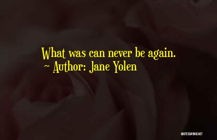 Jane Yolen Quotes: What Was Can Never Be Again.