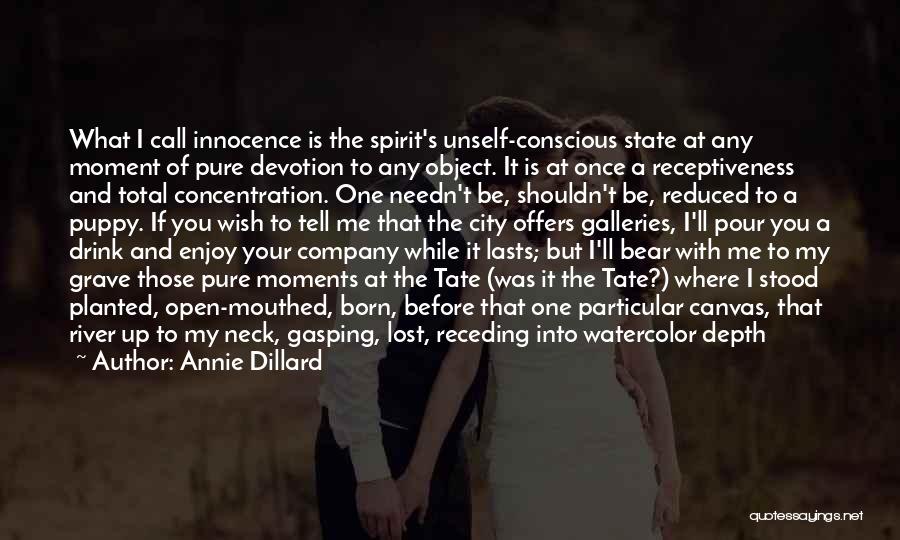 Annie Dillard Quotes: What I Call Innocence Is The Spirit's Unself-conscious State At Any Moment Of Pure Devotion To Any Object. It Is