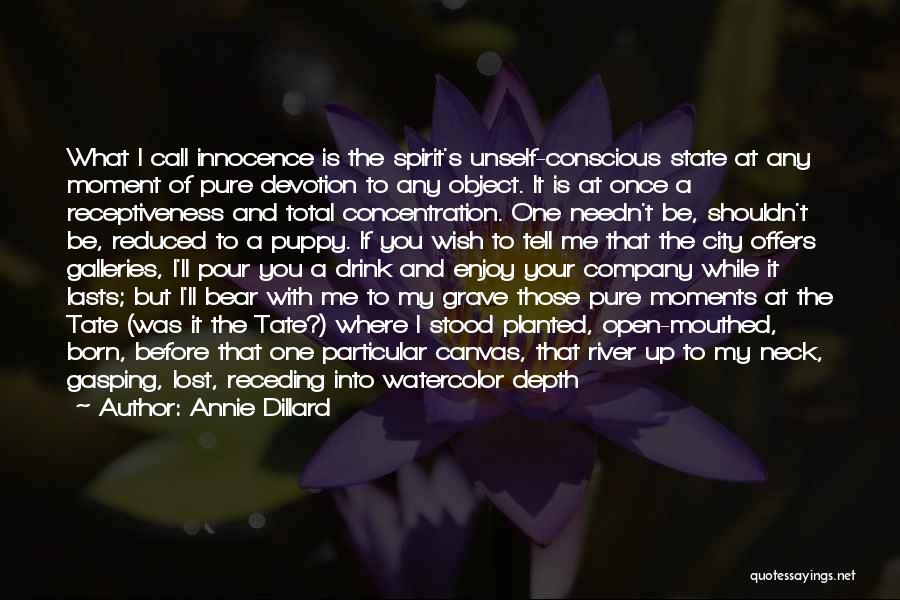 Annie Dillard Quotes: What I Call Innocence Is The Spirit's Unself-conscious State At Any Moment Of Pure Devotion To Any Object. It Is