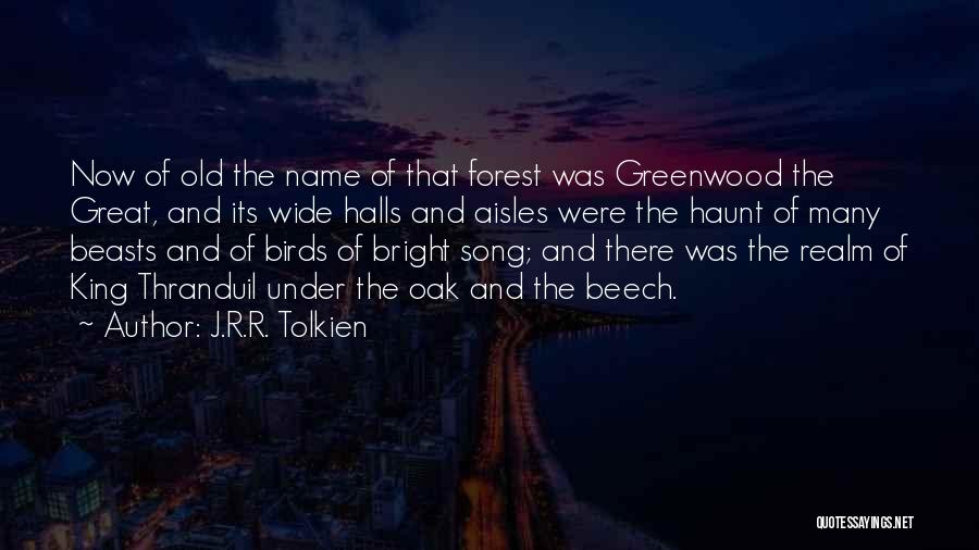J.R.R. Tolkien Quotes: Now Of Old The Name Of That Forest Was Greenwood The Great, And Its Wide Halls And Aisles Were The