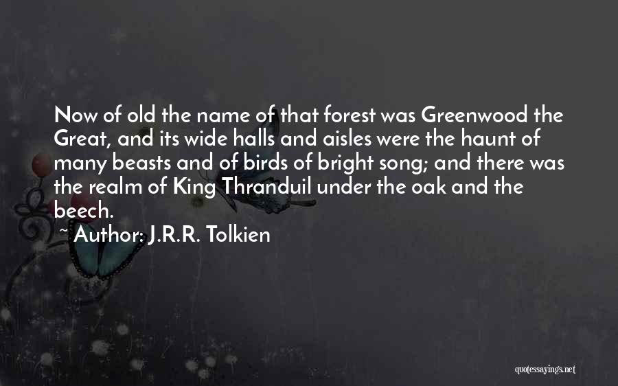 J.R.R. Tolkien Quotes: Now Of Old The Name Of That Forest Was Greenwood The Great, And Its Wide Halls And Aisles Were The