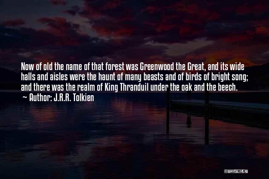 J.R.R. Tolkien Quotes: Now Of Old The Name Of That Forest Was Greenwood The Great, And Its Wide Halls And Aisles Were The