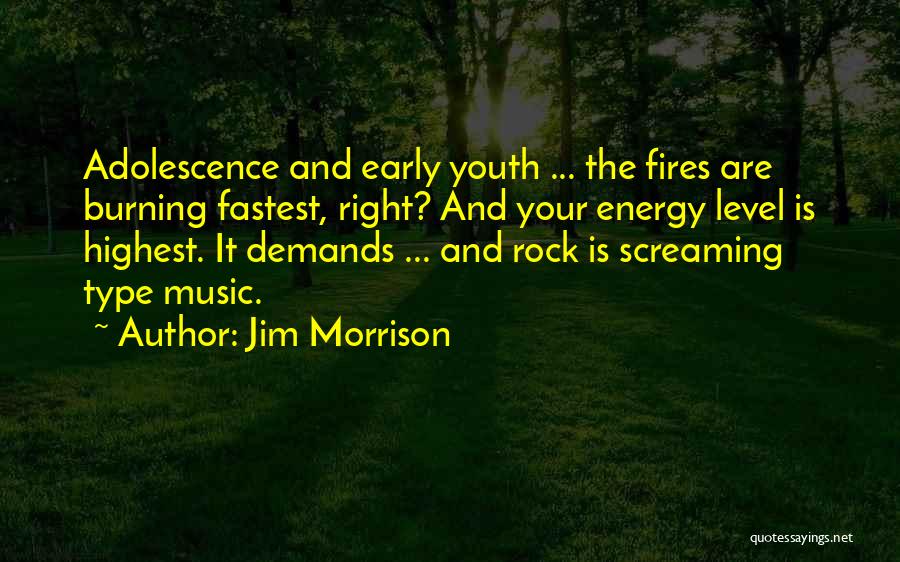 Jim Morrison Quotes: Adolescence And Early Youth ... The Fires Are Burning Fastest, Right? And Your Energy Level Is Highest. It Demands ...