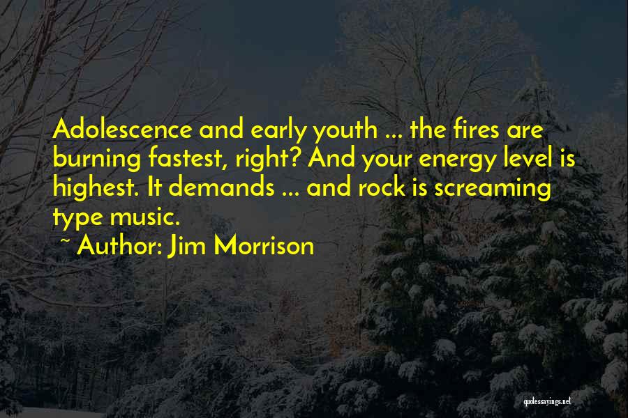 Jim Morrison Quotes: Adolescence And Early Youth ... The Fires Are Burning Fastest, Right? And Your Energy Level Is Highest. It Demands ...