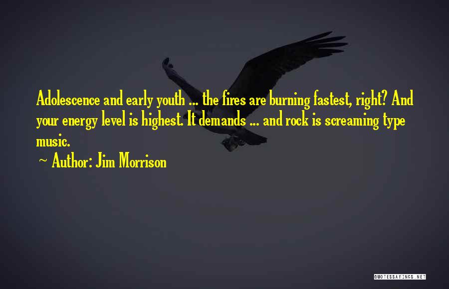 Jim Morrison Quotes: Adolescence And Early Youth ... The Fires Are Burning Fastest, Right? And Your Energy Level Is Highest. It Demands ...