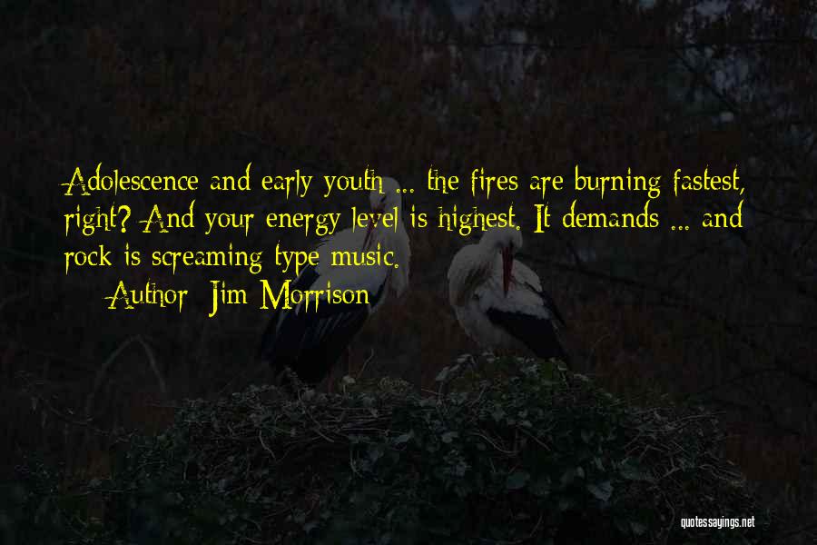 Jim Morrison Quotes: Adolescence And Early Youth ... The Fires Are Burning Fastest, Right? And Your Energy Level Is Highest. It Demands ...