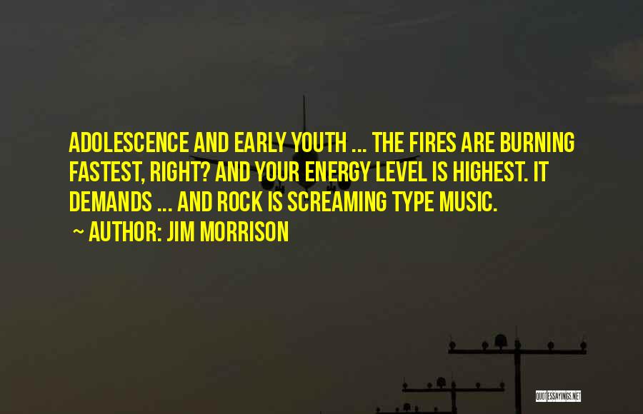 Jim Morrison Quotes: Adolescence And Early Youth ... The Fires Are Burning Fastest, Right? And Your Energy Level Is Highest. It Demands ...