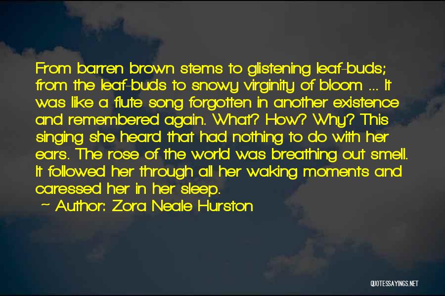 Zora Neale Hurston Quotes: From Barren Brown Stems To Glistening Leaf-buds; From The Leaf-buds To Snowy Virginity Of Bloom ... It Was Like A