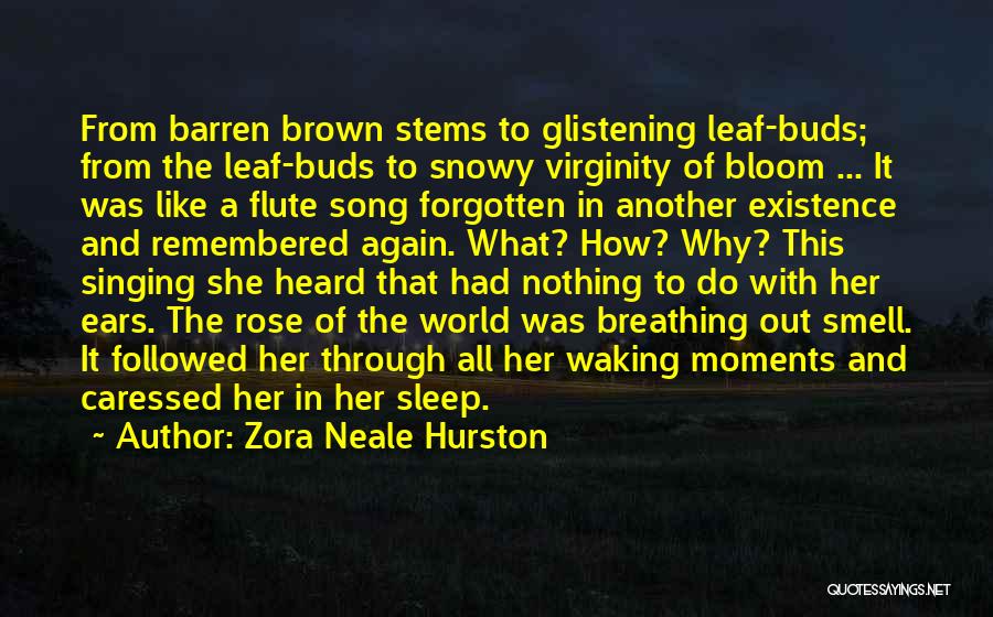 Zora Neale Hurston Quotes: From Barren Brown Stems To Glistening Leaf-buds; From The Leaf-buds To Snowy Virginity Of Bloom ... It Was Like A