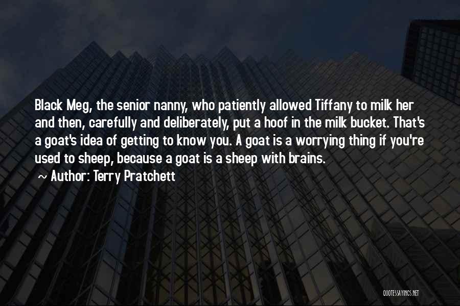 Terry Pratchett Quotes: Black Meg, The Senior Nanny, Who Patiently Allowed Tiffany To Milk Her And Then, Carefully And Deliberately, Put A Hoof
