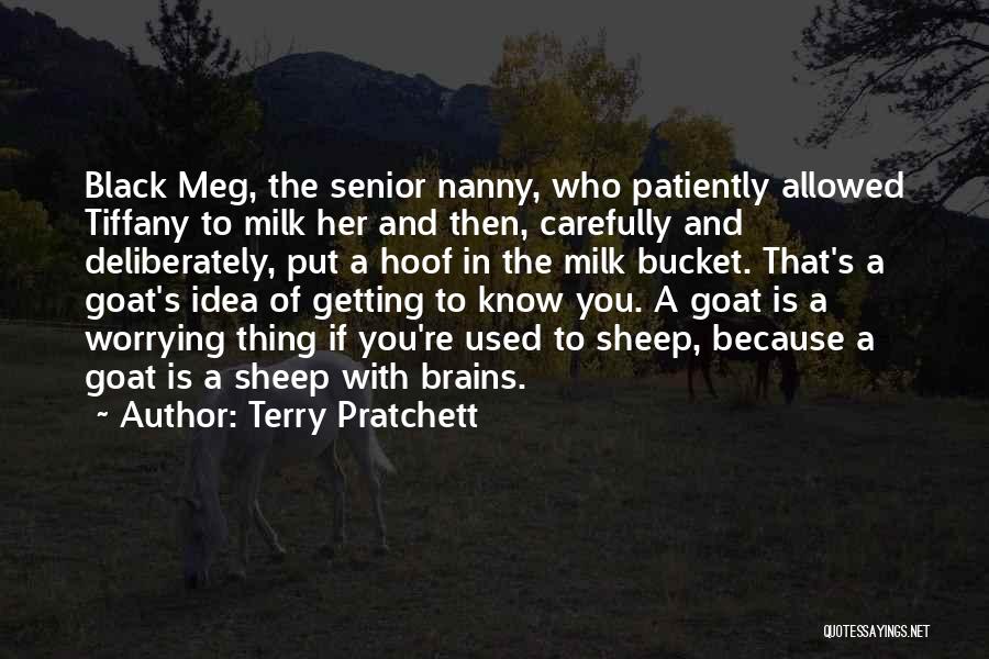Terry Pratchett Quotes: Black Meg, The Senior Nanny, Who Patiently Allowed Tiffany To Milk Her And Then, Carefully And Deliberately, Put A Hoof