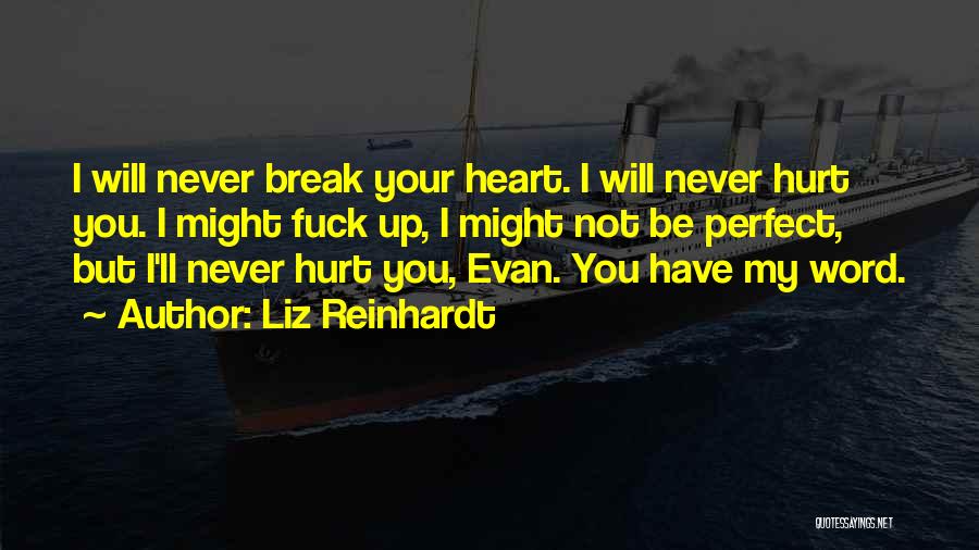 Liz Reinhardt Quotes: I Will Never Break Your Heart. I Will Never Hurt You. I Might Fuck Up, I Might Not Be Perfect,