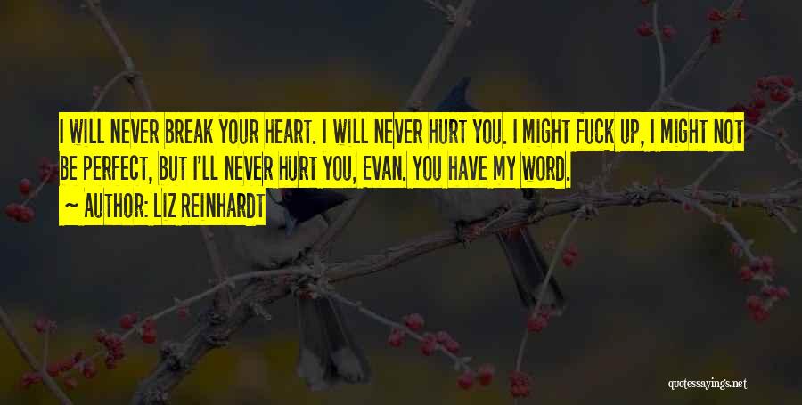 Liz Reinhardt Quotes: I Will Never Break Your Heart. I Will Never Hurt You. I Might Fuck Up, I Might Not Be Perfect,