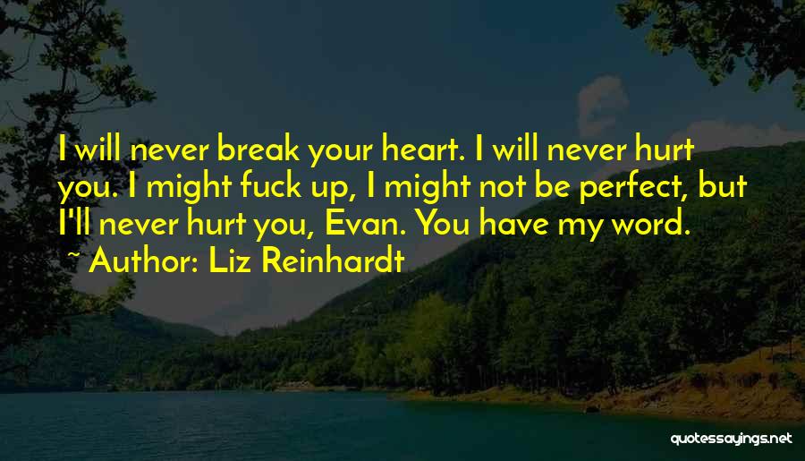 Liz Reinhardt Quotes: I Will Never Break Your Heart. I Will Never Hurt You. I Might Fuck Up, I Might Not Be Perfect,