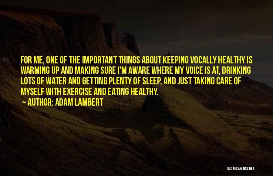 Adam Lambert Quotes: For Me, One Of The Important Things About Keeping Vocally Healthy Is Warming Up And Making Sure I'm Aware Where