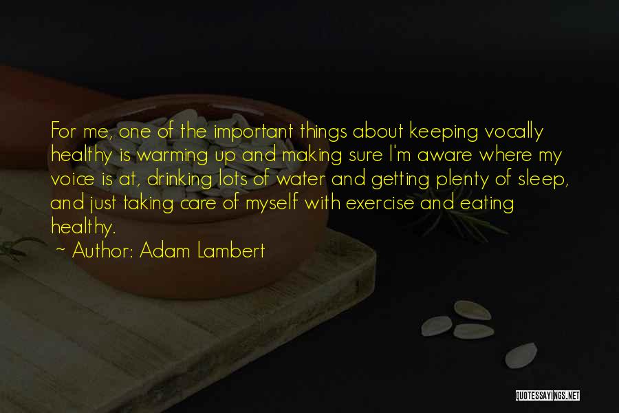 Adam Lambert Quotes: For Me, One Of The Important Things About Keeping Vocally Healthy Is Warming Up And Making Sure I'm Aware Where