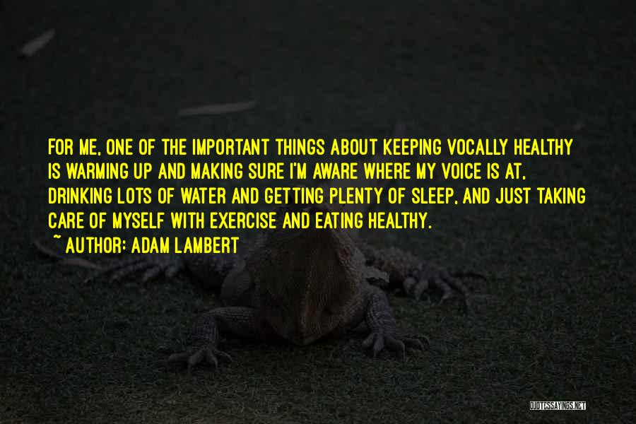 Adam Lambert Quotes: For Me, One Of The Important Things About Keeping Vocally Healthy Is Warming Up And Making Sure I'm Aware Where