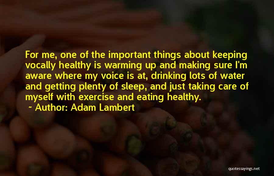 Adam Lambert Quotes: For Me, One Of The Important Things About Keeping Vocally Healthy Is Warming Up And Making Sure I'm Aware Where