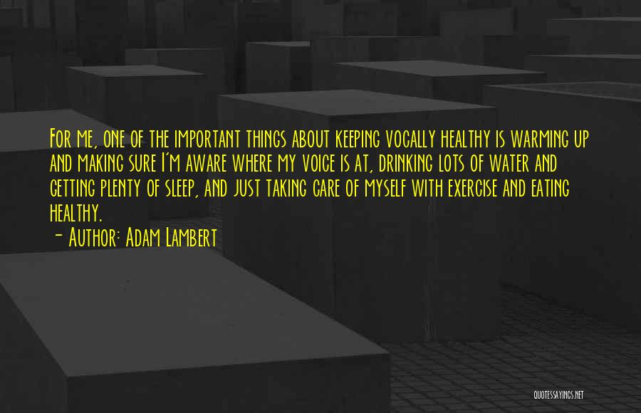 Adam Lambert Quotes: For Me, One Of The Important Things About Keeping Vocally Healthy Is Warming Up And Making Sure I'm Aware Where