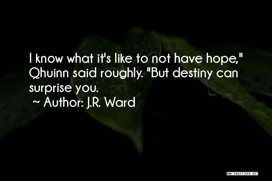 J.R. Ward Quotes: I Know What It's Like To Not Have Hope, Qhuinn Said Roughly. But Destiny Can Surprise You.
