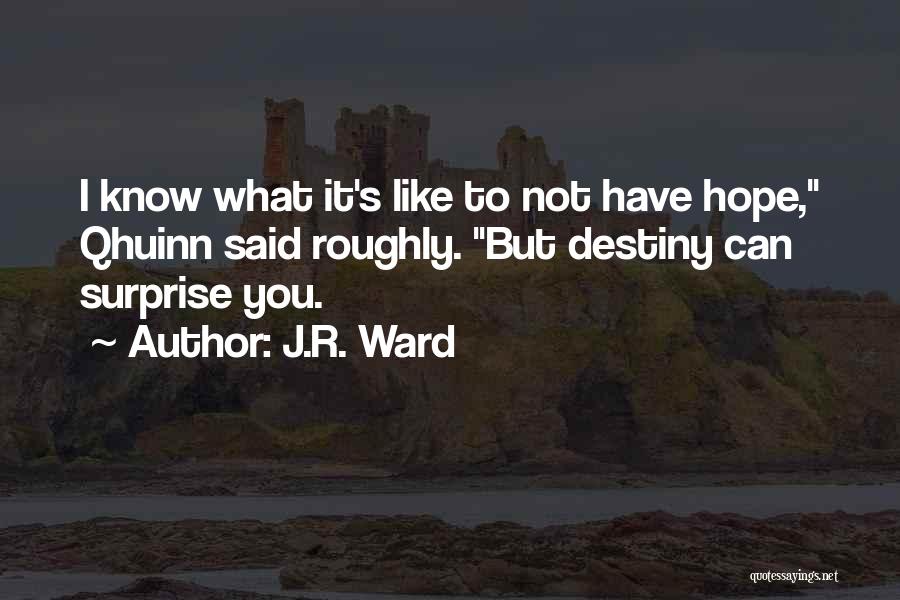 J.R. Ward Quotes: I Know What It's Like To Not Have Hope, Qhuinn Said Roughly. But Destiny Can Surprise You.
