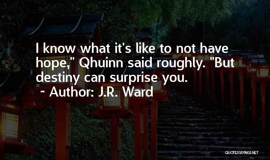 J.R. Ward Quotes: I Know What It's Like To Not Have Hope, Qhuinn Said Roughly. But Destiny Can Surprise You.