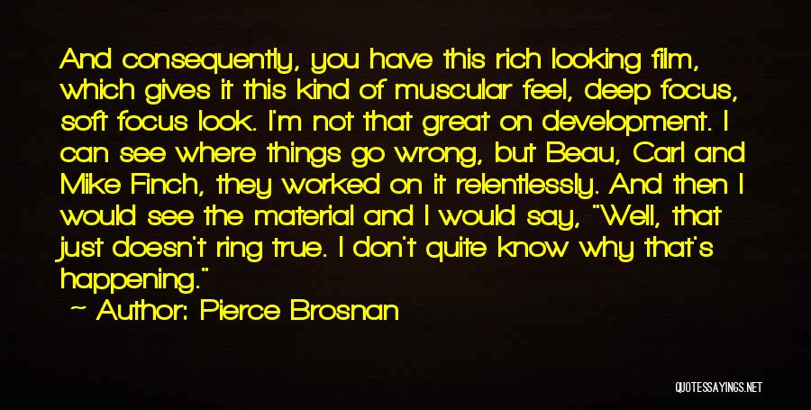 Pierce Brosnan Quotes: And Consequently, You Have This Rich Looking Film, Which Gives It This Kind Of Muscular Feel, Deep Focus, Soft Focus