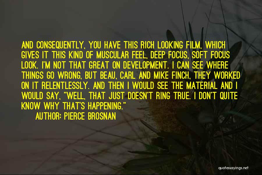 Pierce Brosnan Quotes: And Consequently, You Have This Rich Looking Film, Which Gives It This Kind Of Muscular Feel, Deep Focus, Soft Focus