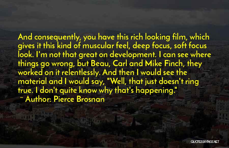 Pierce Brosnan Quotes: And Consequently, You Have This Rich Looking Film, Which Gives It This Kind Of Muscular Feel, Deep Focus, Soft Focus